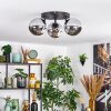 Ripoll ceiling light, globe light chrome, Smoke-coloured, 3-light sources