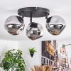 Ripoll ceiling light, globe light chrome, Smoke-coloured, 3-light sources