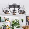 Ripoll ceiling light, globe light chrome, Smoke-coloured, 3-light sources