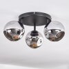 Ripoll ceiling light, globe light chrome, Smoke-coloured, 3-light sources