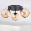 Koyoto ceiling light, globe light Amber, 3-light sources