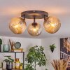 Koyoto ceiling light, globe light Amber, 3-light sources