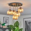 Koyoto ceiling light, globe light 45 cm brass, black, 5-light sources