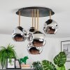 Ripoll ceiling light, globe light brass, black, 5-light sources