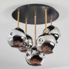 Ripoll ceiling light, globe light brass, black, 5-light sources