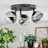 Chehalis ceiling light, globe light 44 cm chrome, clear, Smoke-coloured, 3-light sources