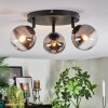 Chehalis ceiling light, globe light 44 cm chrome, clear, Smoke-coloured, 3-light sources