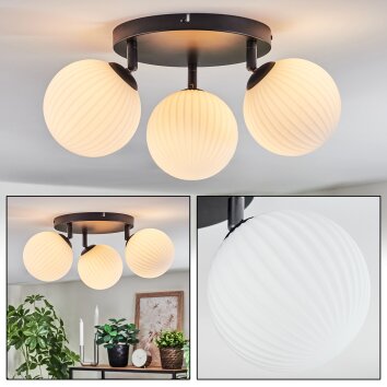 Chehalis ceiling light, globe light 25 cm white, 3-light sources
