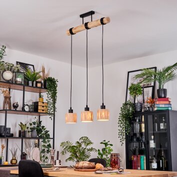 Granja hanging light, pendant light Ecru, black, 3-light sources