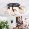 Koyoto ceiling light, globe light Amber, clear, 3-light sources