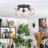 Koyoto ceiling light, globe light Amber, clear, 3-light sources