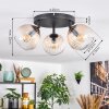 Koyoto ceiling light, globe light Amber, clear, 3-light sources