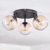 Koyoto ceiling light, globe light Amber, clear, 3-light sources