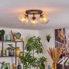 Koyoto ceiling light, globe light Amber, clear, 3-light sources