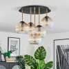 Koyoto ceiling light, globe light brass, black, 5-light sources