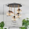 Koyoto ceiling light, globe light brass, black, 5-light sources