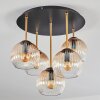 Koyoto ceiling light, globe light brass, black, 5-light sources