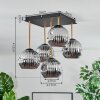 Ripoll ceiling light, globe light gold, black, 5-light sources
