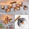 Koyoto ceiling light, globe light gold, black, 10-light sources