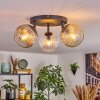 Ripoll ceiling light, globe light Amber, clear, Smoke-coloured, 3-light sources