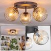 Ripoll ceiling light, globe light Amber, clear, 3-light sources