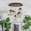 Ripoll ceiling light, globe light brass, black, 5-light sources