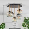 Ripoll ceiling light, globe light brass, black, 5-light sources