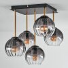 Koyoto ceiling light, globe light gold, black, 5-light sources