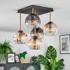 Koyoto ceiling light, globe light gold, black, 5-light sources