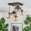 Koyoto ceiling light, globe light gold, black, 5-light sources