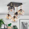Koyoto ceiling light, globe light gold, black, 5-light sources