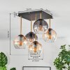 Koyoto ceiling light, globe light gold, black, 5-light sources