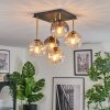 Koyoto ceiling light, globe light gold, black, 5-light sources