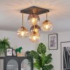 Koyoto ceiling light, globe light gold, black, 5-light sources