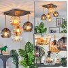 Koyoto ceiling light, globe light gold, black, 5-light sources