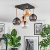 Koyoto ceiling light, globe light gold, black, 5-light sources