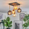 Koyoto ceiling light, globe light gold, black, 5-light sources