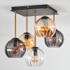Koyoto ceiling light, globe light gold, black, 5-light sources