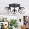 Koyoto ceiling light, globe light clear, Smoke-coloured, 3-light sources