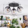 Koyoto ceiling light, globe light clear, Smoke-coloured, 3-light sources