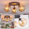 Koyoto ceiling light, globe light Amber, 3-light sources