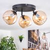 Koyoto ceiling light, globe light Amber, 3-light sources
