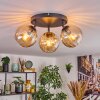 Koyoto ceiling light, globe light Amber, 3-light sources