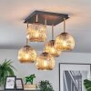 Ripoll ceiling light, globe light gold, black, 5-light sources