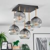 Ripoll ceiling light, globe light gold, black, 5-light sources