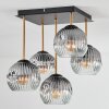 Ripoll ceiling light, globe light gold, black, 5-light sources