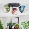 Chehalis ceiling light, globe light blue, green, clear, coppery, 3-light sources