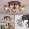 Ripoll ceiling light, globe light clear, Smoke-coloured, 3-light sources