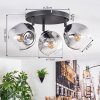 Ripoll ceiling light, globe light clear, Smoke-coloured, 3-light sources