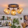 Koyoto ceiling light, globe light Amber, 3-light sources
